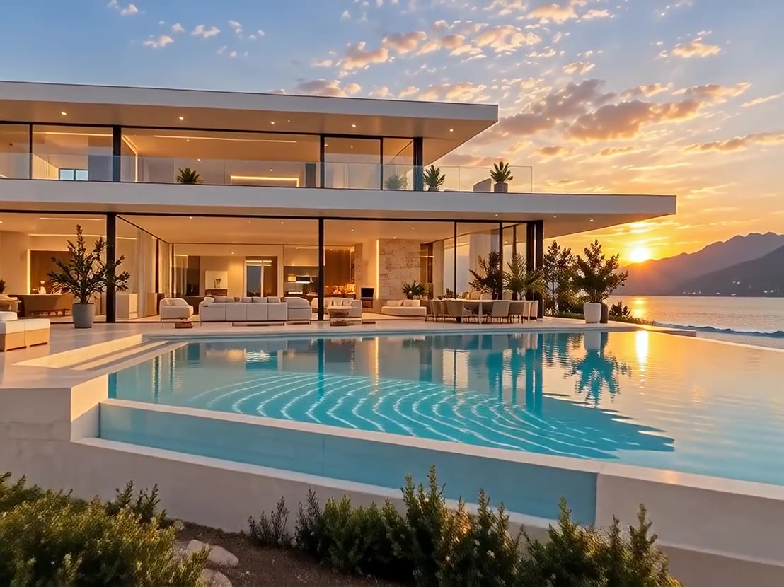 La villa au coucher du soleil