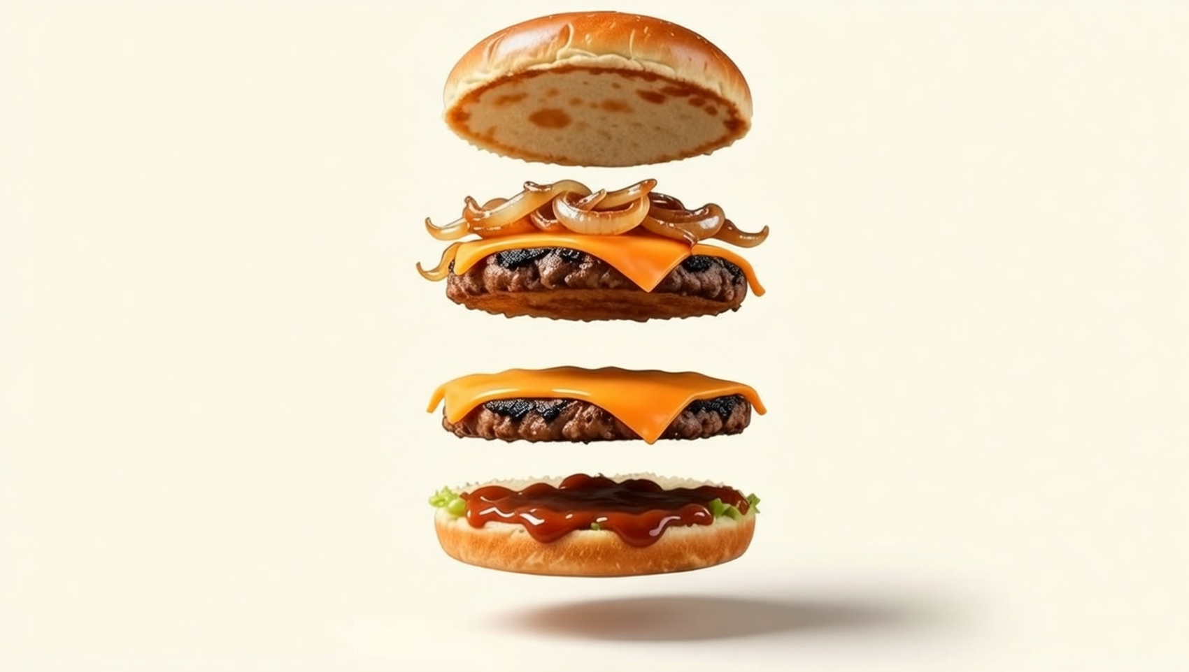Les quatre étages du burger, séparés